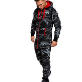 Jumpsuit One Piece Men's Sets 2020 New Men's Hooded Fleece Jumpsuit Men Camouflage Print Personality Casual Suits