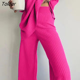 Autumn Winter Casual Outfits Women Two Piece Sets Pullovers Sweater Tops High Waisted Long Pants Outwear Matching