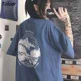 Women Short Sleeve T-shirts Design Letter Print Loose Streetwear Japanese Style Harajuku Students All-match Ulzzang Chic Top