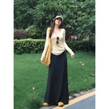 Autumn Dress With A Full Set Of Oceanish Fashion Age Reduction Knitted Shirt Women's Bag Hips Half-Body