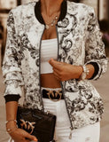 Print Zipper Long Sleeve