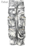 Fashion Women's Jeans High Waist Multi Pocket Loose Streetwear Camouflage Denim Cargo Pants Summer 2023 New Tide