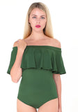Sexy Off-the-shoulder Short Sleeves Solid Ruffles