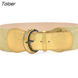 Women Luxury Waist Belts For Dress Pu Patent Leather Elastic Band Waist Belt Solid Color Wide High Quality Waistband