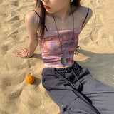 Y2k Aesthetics Camisole Tie Dye Printed Tank Tops Korean Fashion Grunge Tops Summer Sexy Punk Style Crop Tops