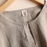 Spring And Summer Seven-Sleeved Cotton Shirt Women's New Collared Shirt Loose Women's Solid Color