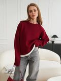 Autumn And Winter Hot Sale Thick Short Round Neck Solid Color Sweater Bum Basic Women's