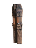 Toloer Feng Shui Wash Multi-Pocket Cargo Pants 2024 Spring New Fashion Design Sense Slim And Versatile Jeans Woman-Outfit