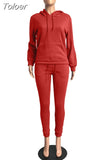 Women's Sporty Tracksuit Autumn Winter Plush Warm Hooded Long Sleeve Hoodie and High Waist Sweatpant Matching Outfit 2 Piece