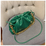 party Day Clutch Thick Gold Chains Dumpling Clip Purse Bag Women Cloud Underarm Shoulder Bag Pleated Hobos Pouch Totes
