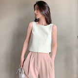 Korean Lace Up Bowknot Women's Vest O Neck Tank Sleeveless Backless Large Size Loose Female Vests 2023 Fashion