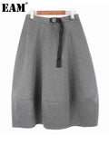 High Elastic Waist Gray Brief Elegant Thick Long Half-body Skirt Women Fashion Tide New Spring Autumn 2023