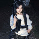 Dark Aesthetic Pullover Harajuku Gothic Knitted Jumpers Grunge Mall Goth Fuzzy Sweater Japanese Fashion Knitwear