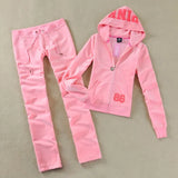 Toloer / Fall 2023 PINK Women's Brand Velvet Fabric Tracksuits Velour Suit Women Tracksuit Hoodies And Pants SIZE S - XL 102-0-Outfit