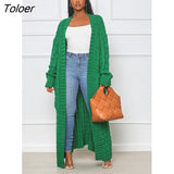 Winter Long Sleeve Knitted Sweater Cardigans Pocket Long Coat Street Elegant Jumpers Women Clothing Knit Coat