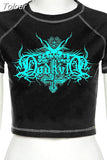 T-shirt E-girl Crop Top Goth Harajuku Printing Women's T-shirts Stitch Green Crop Tops Summer Style O-neck Short Sleeve