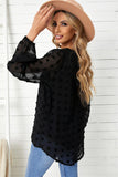 Dot Balloon Sleeve V-Neck