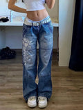Vintage Washed Heart Print Jeans-Outfit