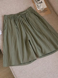 Length Cotton Linen Shorts Women Summer 2022 Elastic Waist Basic Short Pants Linen Loose Women's Bermuda Shorts For