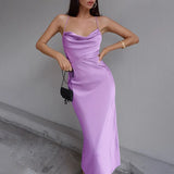 Fashion Backless Bandage Dresses Women Heap Collar Strapless Sexy Dress Sling Party Dress Satin Silk Bodycon Dress