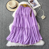 Half-Dress Women's Dress 2025 Summer Small Medium Long Leisure High-Rise Thin Thong Ponve Cake