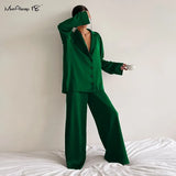 Loose 2 Pieces Womens Pantsuits Sleepwear Casual Suit Home Clothes Single Breasted Oversized Set Sexy Nightie