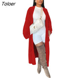 Cardigan For Women Knitted Warm Solid Full Sleeve Extra Long Coat Top Outwear Open Stitch Loose Casual 2023 Spring