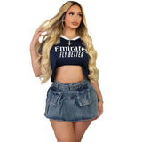 Women's Cowboy Dress Women's High-Waisted Pocket-Loble Bag Hips Folding