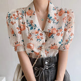 New Embroidery Lace Transparent Womens Blouses Summer Tops Femme Casual Women Shirt Short Sleeve Girls Blouse New