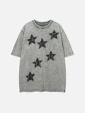 Women's 2023 Street Apparel T-shirt Harajuku Punk Gothic Hip Hop Embroidery Star Patch Wash T-shirt Y2K Loose