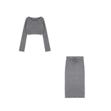 Sexy Knitted Sweater Suits Female 2 Piece Dress Set Women Y2k Mini Dress Korean Fashion Clothing 2022 Autumn Crop