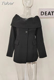 Fashion Women's Blazer New Slash Neck Slim Single Breasted Off Shoulder Long Sleeve Black Suit Jackets Autumn 2023