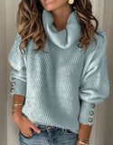 Size Sweaters Women Turtleneck Warm Knitted Oversized Sweater Winter Autumn Long Sleeve Rivet Pullover Sexy Tops