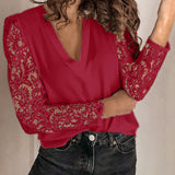 Ol Commuting Stitching Lace Long Sleeve Slim Women's