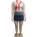 Women's Summer Fashion Sexy Hottie High Waist Gradient Tuxed Big Pocket