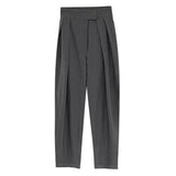 High Waist White Pleated Long Wide Leg Formal Trousers New Loose Fit Pants Women Fashion Tide Spring Autumn 2023