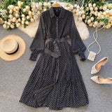 Bohemian Floral Dot Dress Women Sweet Puff Sleeve V Neck A-line chiffon Dresses Summer Ruffles Beach