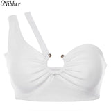 Sexy Hollow Out Camisole Bandage Tube Top Womens Single Shoulder Vest 2021 Sexy Beach vacation Club Party Wear Top