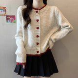 Toloer And Autumn 2025 New Sweater Coat Women's Design Color Love Button Knitted Shirt Short Long-Sleeved