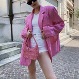 PUWD Casual Woman Pink Oversized Cotton Jackets 2021 Spring Fashion Ladies Soft Loose Outwear Female Sweet Cool StreetWear