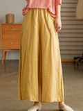 Summer Women's Wide-leg Pants Simple Solid Color Loose Casual Straight All-match Cotton and Linen Women's Nine-point