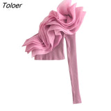 Women Transparen Organza Flower Design Asymmetric Knitting Short Smock Blouses Female Crop Shirts Chic Blusas Tops