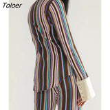 Single Breasted Stripe Elastic Shirt Women Long Sleeve Elegant Office Lady Blouse Casual Patchwork Cardigan Tops