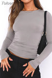 Sleeve T Shirt Women Slim Fit Pullovers T-shirts Spring Autumn Streetwear O Neck Female Basic Tee Y2k Clothes Crop