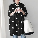 ZANZEA Autumn Women Full Sleeved Blouse Buttons Down Baggy Shirt Loose Polka Dots printed Casual Fashion Retro Elegant
