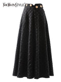 Casual Plain Skirt For Women High Waist Patchwork Gold Buttons Mid A Line Ball Gown Skirts Female 2021 Autumn