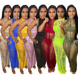 Toloer New Women's Wear Sexy Solid Color Knitted Beach Dress-Outfit