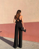 Jumpsuits Rompers 2023 Women Holiday Casual Overalls Ladies Solid Color Bodysuit Wide Leg Loose Long Pants