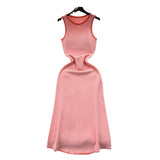 Striped Knitted Dress Woman 2025 New Summer Korean Version Of The Long Sleeveless Vest