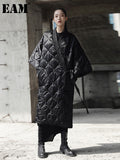 2023 New Spring Autumn V-collar Three-quarter Sleeve Solid Color Bandage Cotton-padded Big Size Coat Women Fashion